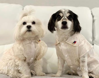 Filipino Pet Barong Ethically and Handmade Traditional Formal Outfit, Wedding Attire, Philippine Pet Clothing