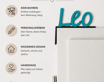Personalized door sign with name | Custom color | Nameplate for door | Door sign for children's room | Door sign for office | Modern door sign
