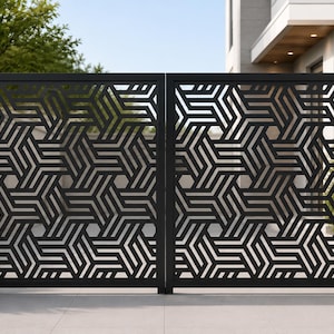 Modern geometrisk laserskuren fil | Hexagon CNC-panel | Mönster för sekretessskärm | Metallgrinddesign
