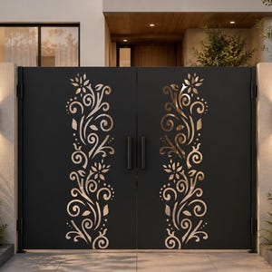 Floral Scroll Panel SVG, Ornamental Gate Design, Decorative Screen DXF (Digital Download)