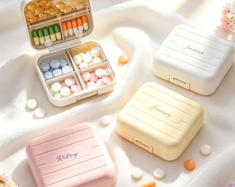 Personalized Mini Pill Organizer Box, Custom Printed Weekly Medicine Storage Case, Portable PP Medication Container, Double Seal Pill Box