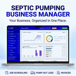Septic Pumping Business Software, Septic Service Route Planner, Tank Service Tracker, Pump Out Log, Invoice Maker, Offline HTML App
