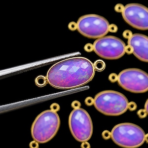 Ethiopian Opal Double Loop Charm, 925 Sterling Silver Connector, Rose Cut Opal Pendant, Welo Opal Jewelry Making