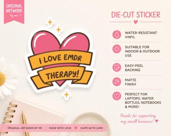 I Love EMDR Therapy Sticker | Cute EMDR Therapist Sticker | Trauma Therapist Gift | EMDR Laptop Sticker | Waterproof Vinyl Sticker