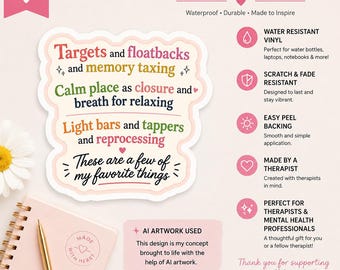 EMDR Therapist Favorite Things Sticker | Funny EMDR Sticker | Trauma Therapist Laptop Sticker | EMDR Clinician Gift | Therapy Office Decor