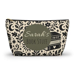 Estuche con cremallera personalizado para amantes de los libros, bolsa para libros con nombre personalizado, estuche para accesorios literarios, regalo para lectores, estuche para lápices, neceser de maquillaje