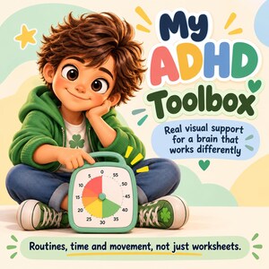 Kit di strumenti per bambini con ADHD, tabella di routine visiva, attività per le funzioni esecutive, competenze di regolazione emotiva (PDF)