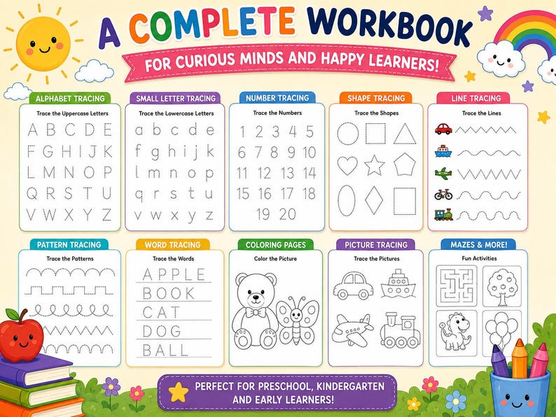 Alphabet Tracing Worksheets Bundle, Name Tracing Practice, ABC ...