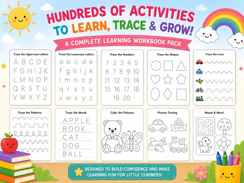 Alphabet Tracing Worksheets Bundle, Name Tracing Practice, ABC ...