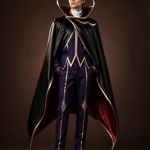 Lelouch Lamperouge Code Geass Cosplay Cape Coat – Anime Inspired Black Royal Cloak