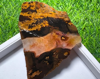 Indonesian Red moss Agate  Unpolished slab Cabochon for Ring or Pendant (363 Cts. 85x62X9 mm) E-90