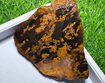 Indonesian Red moss Agate  Unpolished slab Cabochon for Ring or Pendant (424 Cts. 88x72X10 mm) E-90