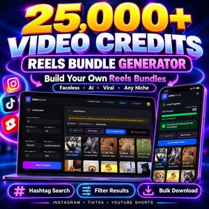 Reels Bundle Generator Tool Access | Trending Video Finder & Bulk Downloader | Digital Voucher | Instant Download