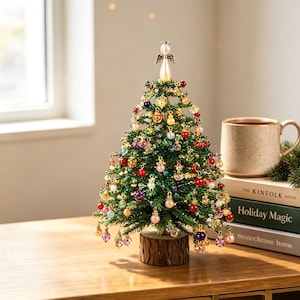 DIY-pärl-mini-julgranskit, julpyssel för vuxna, skrivbordsdekoration