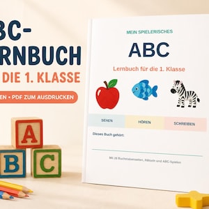 ABC-arbetsbok för årskurs 1: Att lära sig skriva bokstäver, 34-sidig utskrivbar PDF