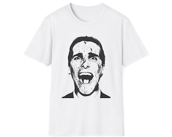 Screaming Patrick Bateman face T-Shirt | American Psycho stencil art