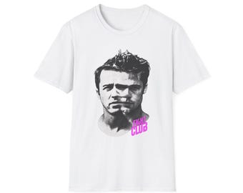 Monochrome Fight Club Portrait T-Shirt | Grunge Face Illustration