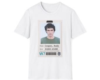 Dexter Brian Moser Rudy Cooper Mugshot ID Photo T-Shirt | Retro Police Booking Photo Tee