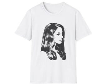 Retro Lana del Rey Monochrome Female Portrait T-Shirt | Vintage Silhouette Tee