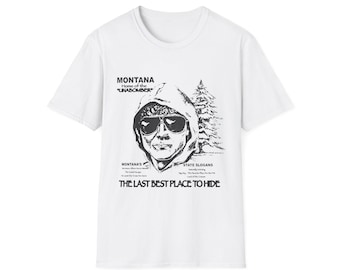 Montana Unabomber illustratie T-shirt | Ted Kaczynski capuchon FBI-design