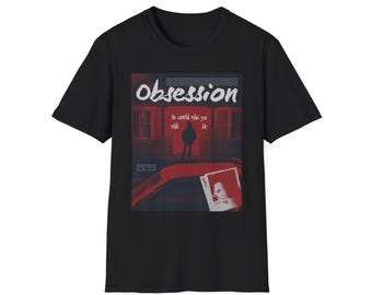 Obsession horror poster T-Shirt | eerie silhouette, red noir design