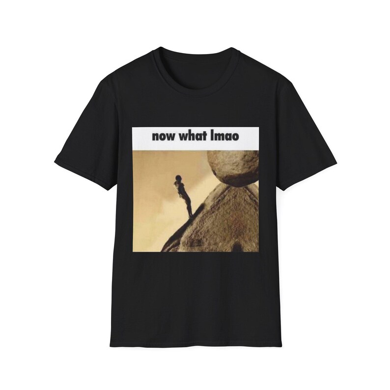 Sissyphus Now What lmao T-shirt | Sisyphus meme shirt, grappig internetmeme-shirt afbeelding 2