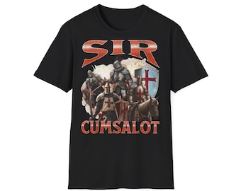 Sir Cumsalot T-shirt | Ridder-kruisvaarder grafisch T-shirt, middeleeuws harnasontwerp