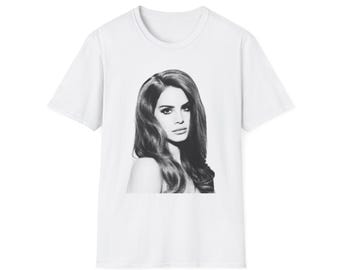 Vintage Lana del Rey Glam Portrait T-Shirt | Retro Female Face Illustration