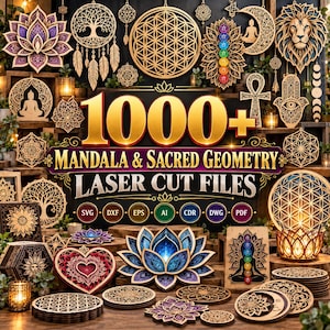 1000+ Mandala & Sacred Geometry Laser Cut Files Bundle, Mandala SVG, 3D Layered Wall Art, Flower of Life, Chakra,  (Digital Download)