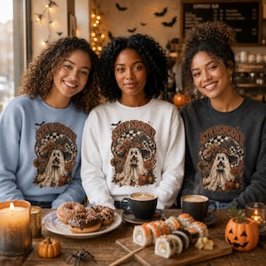 Stay Spooky Ghost Checkered Sweatshirt | Halloween Pumpkin Vintage, Spooky Season, Halloween Besties, Fall Cozy Sweatshirts, Halloween Crew.