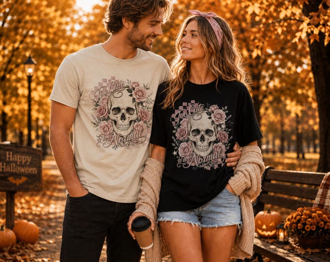 Featured listing image: Checkered Skull with Roses T-Shirt | Vintage Tattoo Floral Graphic, Halloween Shirt, Vintage Skull, Boho Skull Roses, Spooky Season