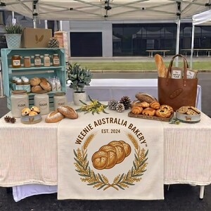Custom Business Table Runner • Personalized Logo Linen Banner • Vendor Booth Display Sign