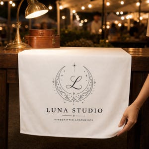 Camino de mesa con logotipo personalizado para empresas, caminos de mesa personalizados para puestos de vendedores, exhibición para mercados de artesanías, decoración para la novia y sus seres queridos.