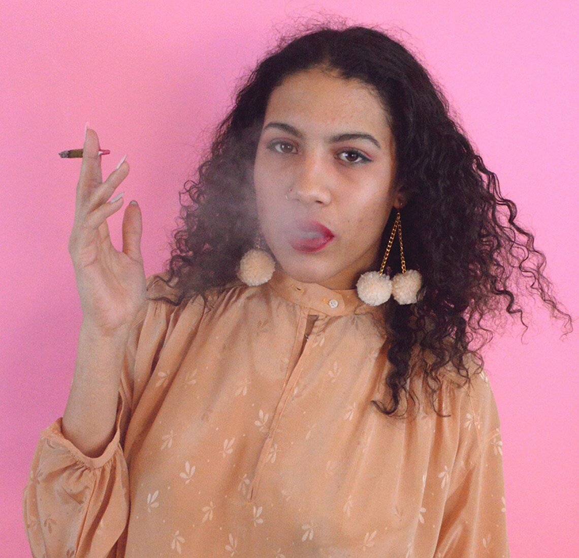 Handmade Double Cherry Pom Earrings with Black Chain Choose Etsy