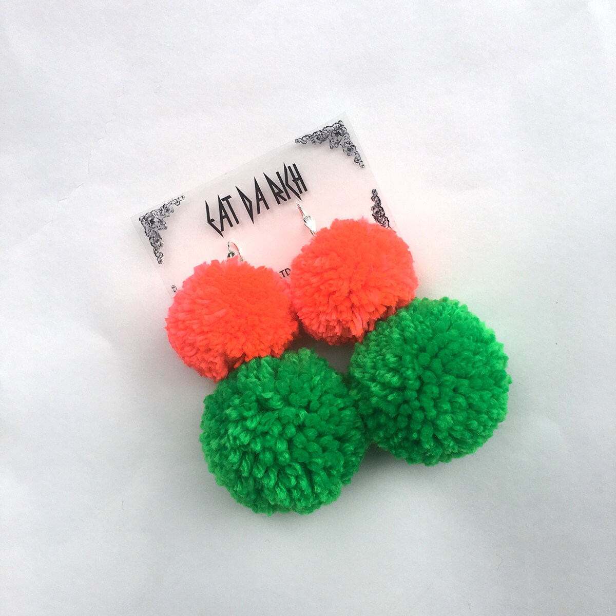 Handmade TwoTone Pom Pom Earrings Choose Your Colors Etsy