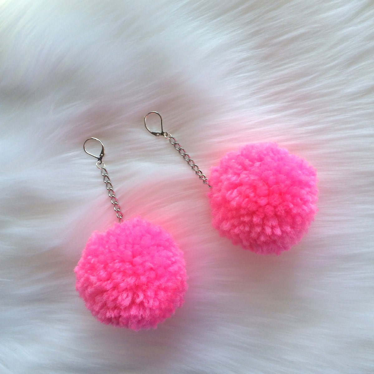 Handmade Pom Pom Earrings Choose Your Colors Lightweight Etsy