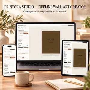 Offline muurdecoratie-maker, maker van gepersonaliseerde printbare kunst, direct digitaal downloaden