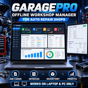Autoreparatiebedrijfbeheer | Offline monteurssoftware voor pc | Werkbonnen, facturen, voorraadbeheer en winstregistratie