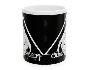 Occult Skull Triangle Mug | Black Witchy Moon Ceramic Mug