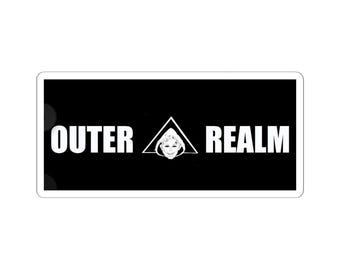 Outer Realm sticker | black rectangular kiss-cut sticker