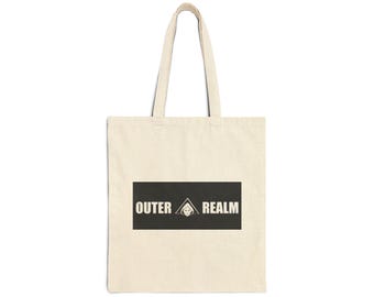 Outer Realm Logo Tote Bag | Canvas Market Bag, Minimal Space Design