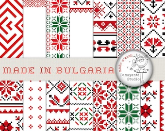 Ethno Digital Paper, Ethnic Patterns, Bulgarian Embroidery,  Chic Pattern, Folk Art,  Ethno Motifs, Boho Style, Boho Chic, Christmas pattern