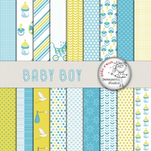 Baby boy digital papers, Baby digital paper, printables, blue papers, baby digital backgrounds, birthday, dots papers, invitations, cards
