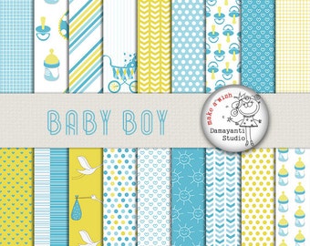 Baby boy digital papers, Baby digital paper, printables, blue papers, baby digital backgrounds, birthday, dots papers, invitations, cards