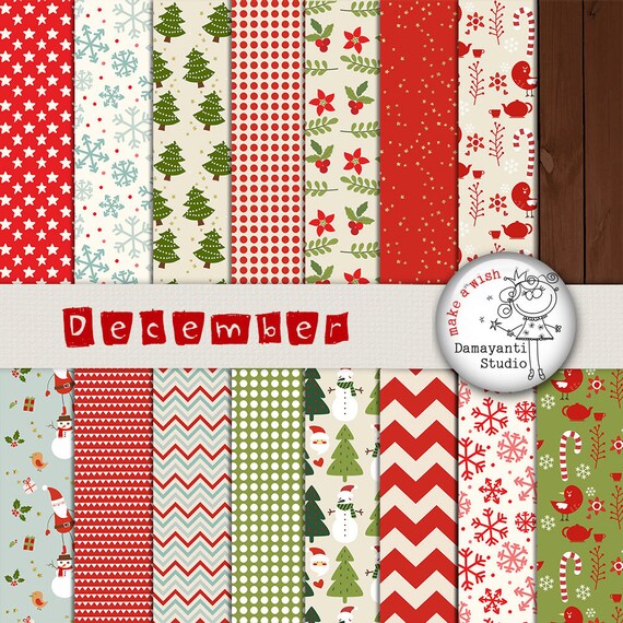 Christmas digital paper, christmas printable paper,craft christmas, santa, reindeer, snowflake, christmas tree, gift, dots, stars, red, blue