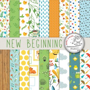 New Beginning digital papers for scrapbook and craft