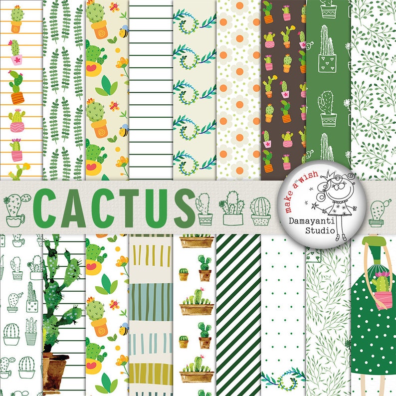 planner sticker Cactus digital paper print