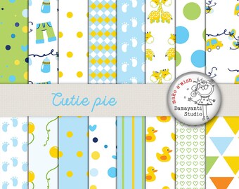 Baby boy digital papers, Baby digital paper, printables, blue papers, baby digital backgrounds, planner, dots papers, invitations, cards