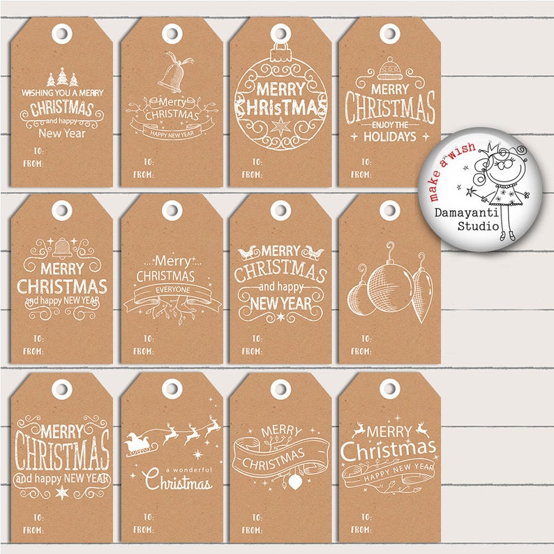 FREE COMMERCIAL USE Christmas Tags, Printable Holiday, Gift Tags, Christmas Labels, Printable Christmas Gift, Holiday Gift Tags image 1