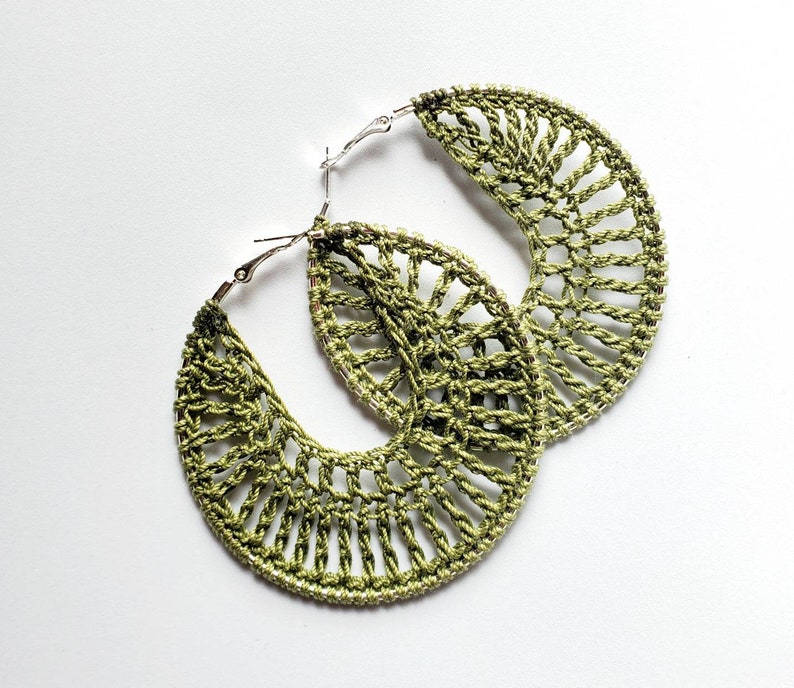 Olive crochet earrings zdjęcie 1